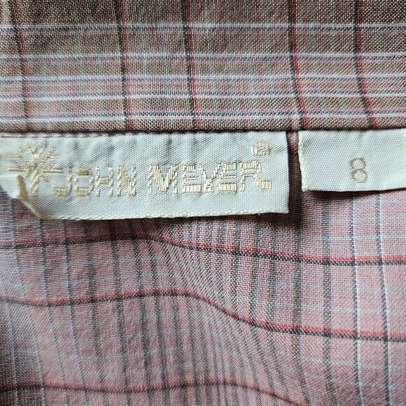 John Meyer Button Front Long Sleeve Pink Plaid Top Size 8 Career Country - Picture 11 of 11